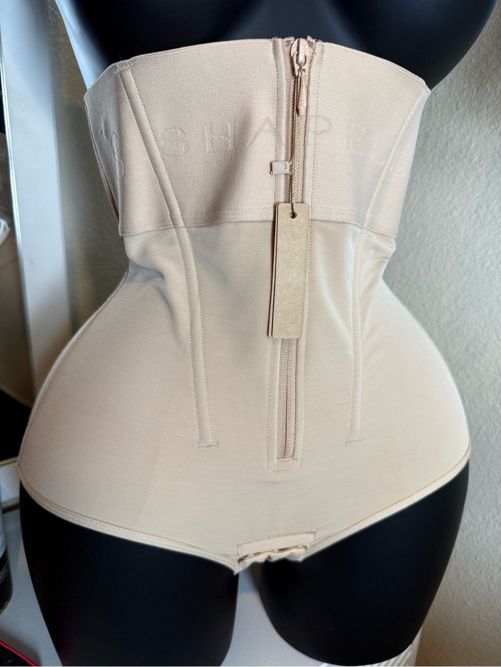 SPANX Nude High-Waist Zip Front Waist-Sculpting Bodysuit